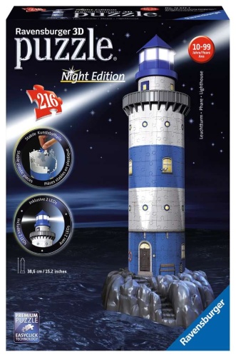 Ravensburger 12577 Leuchtturm bei Nacht 216 Teile 3D Puzzle