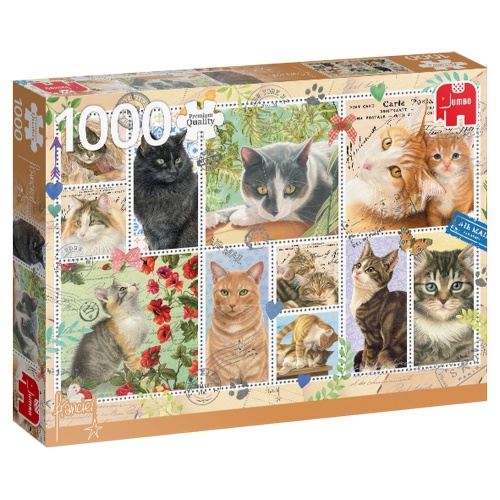 Jumbo 18813 Briefmarken Sammlung Katzen 1000 Teile Puzzle