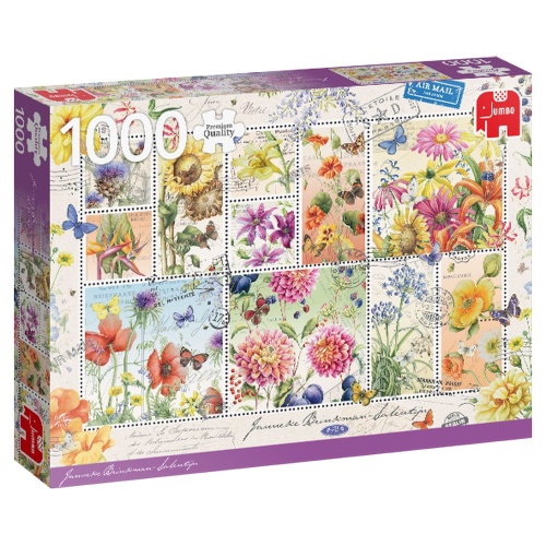 Jumbo 18812 Janneke Brinkman, Briefmarken mit Sommerblumen 1000 Teile Puzzle