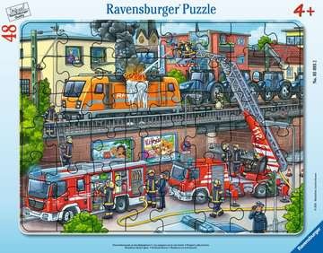 Ravensburger 05093 Feuerwehreinsatz an der Bahn 48 Teile Rahmenpuzzle