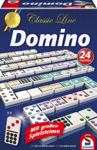 Schmidt 49207 Classic Line, Domino, mit extra großen Spielfiguren Familienspiel - Classic Line