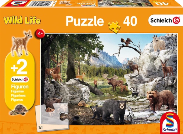 Schmidt 56239 Die Tiere des Waldes 40 Teile Kinderpuzzle (+Zusatz Schleich)