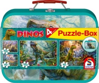 Schmidt 56495 Dinos 2x60, 2x100 Teile Puzzle-Box im Metallkoffer