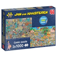 Jumbo 20049 Jan van Haasteren - Das Musikgesch&auml;ft &amp; Urlaubsvorfreude 2x 1000 Teile Puzzle