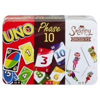 Mattel FFK01 Kartenspiele Spielesammlung in Sammlerdose UNO, Phase 10, Snappy Dressers
