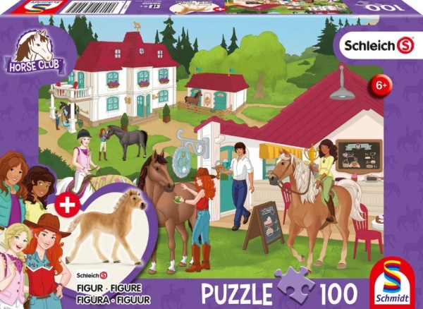 Schmidt 56402 Horse Club Auf dem Reiterhof 100 Teile Puzzle mit Add-on (eine Schleich Figur)