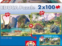 Educa 15620 Dinosaurier 2x100 Teile Panorama Puzzle