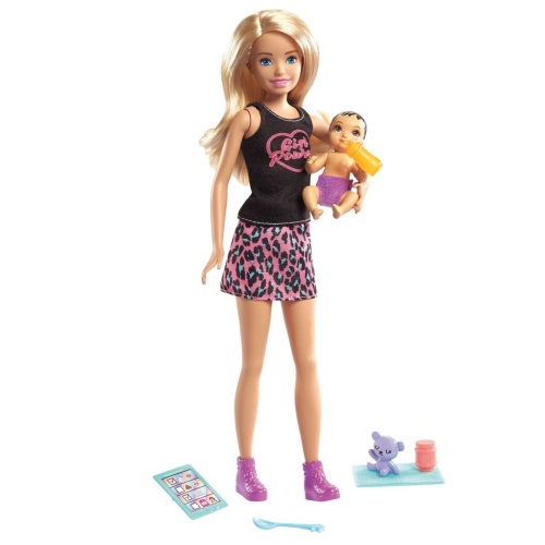 Mattel GRP13 Barbie Skipper Babysitters Puppe (blond) & Baby Puppe und Zubehör