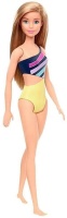 Mattel GHW41 Barbie Beach Puppe (gestreift, gelb)