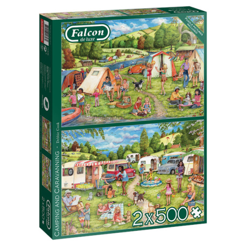 Jumbo 11346 Falcon - Camping and Caravanning 2x 500 Teile Puzzle