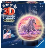 Ravensburger 11843 - 72 Teile 3D Puzzle-Ball Pferde am Strand, Nachtlicht