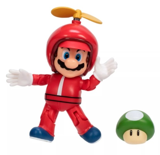 Super Mario Figur Propeller-Mario  mit 1-up-Pilz 10 cm Wave 26