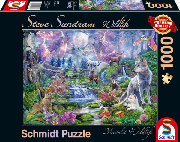 Schmidt 59963 Wildtiere im Mondschein 1000 Teile Puzzle
