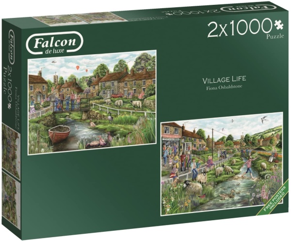 Jumbo 11216 Falcon - Village Life 2x 1000 Teile Puzzle