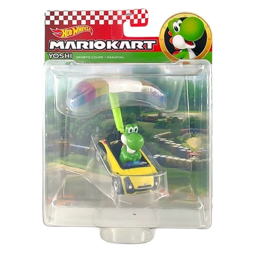 Hot Wheels GVD32 Mario Kart Yoshi Sports Coupe + Parafoil