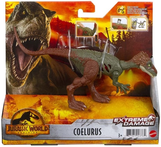 Mattel GWN13 Jurassic World Extreme Damage Feature Dino Coelurus