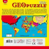 Amigo 00381 GeoPuzzle Welt 68 Teile Puzzle