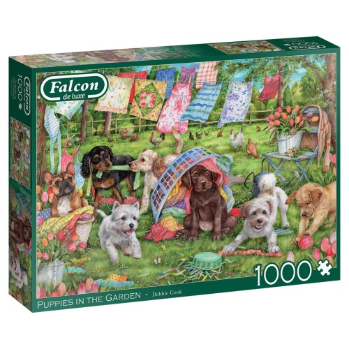 Jumbo 11390 Falcon - Puppies in the Garden 1000 Teile Puzzle