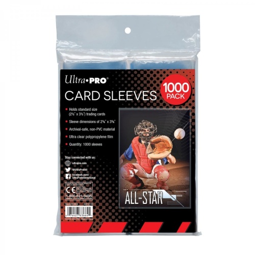 Clear Card Sleeves for Standard Size Trading Cards - 2,5"x3,5" (1000 Pack)